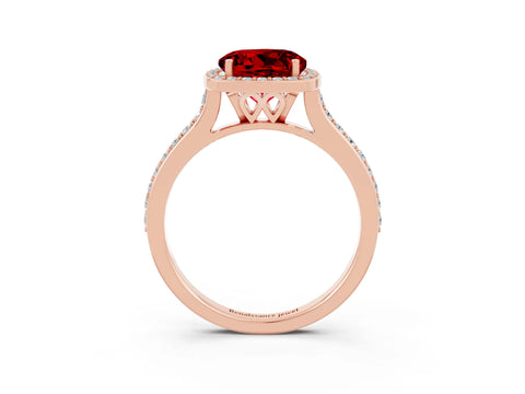 Rose gold Round Cut Halo Round Diamond Pavé Band with Four-Prong Setting_3