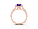 Rose gold Round Cut Halo Round Diamond Pavé Band with Four-Prong Setting_3