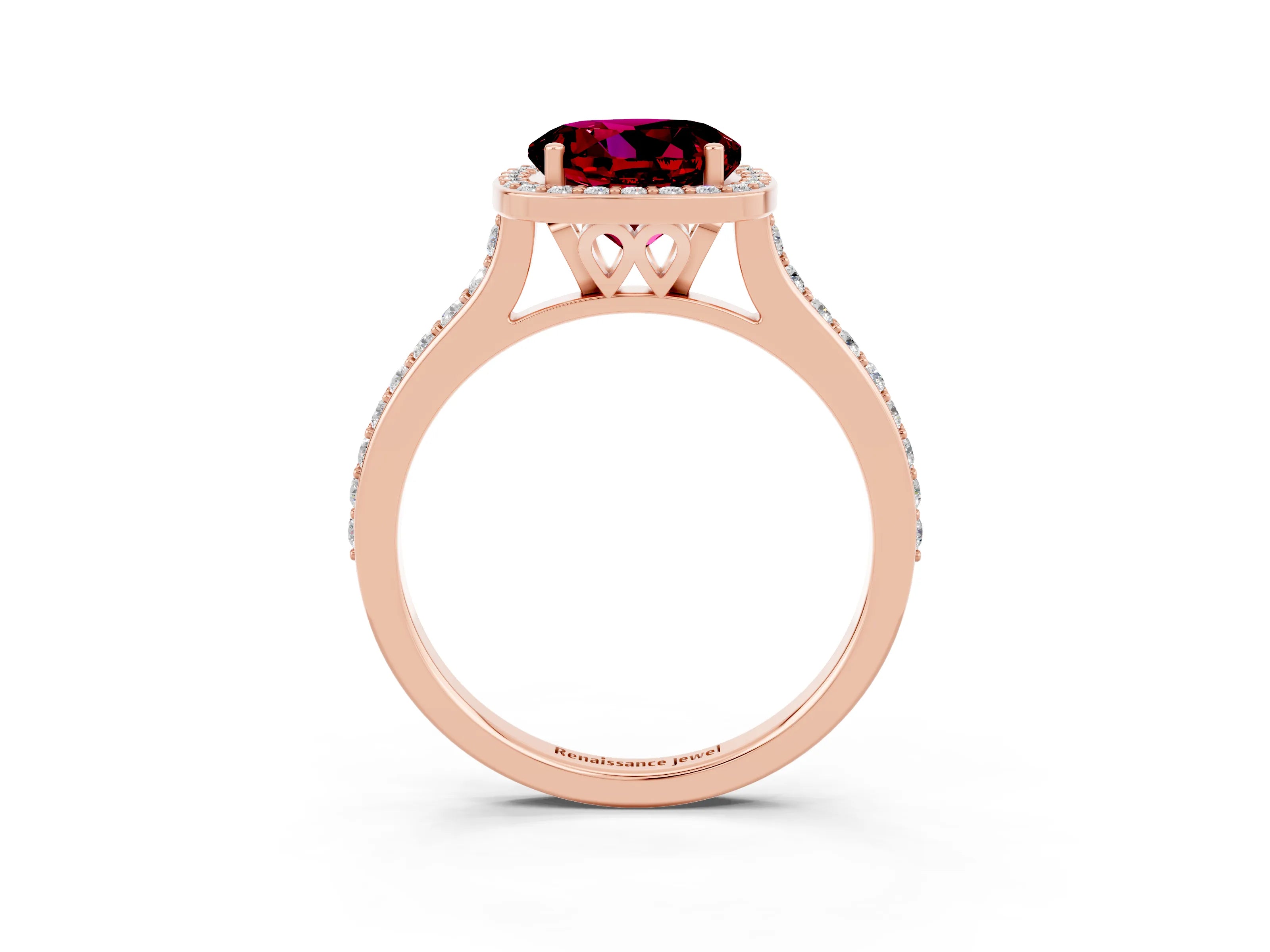 Rose gold Round Cut Halo Round Diamond Pavé Band with Four-Prong Setting_3
