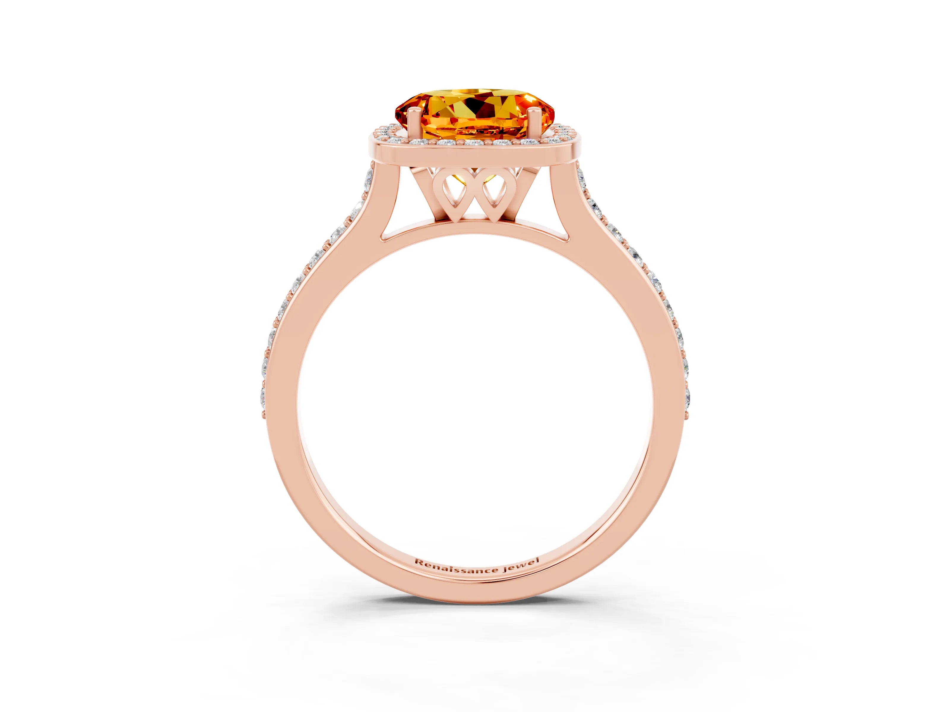 Rose gold Round Cut Halo Round Diamond Pavé Band with Four-Prong Setting_3