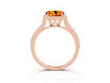 Rose gold Round Cut Halo Round Diamond Pavé Band with Four-Prong Setting_3