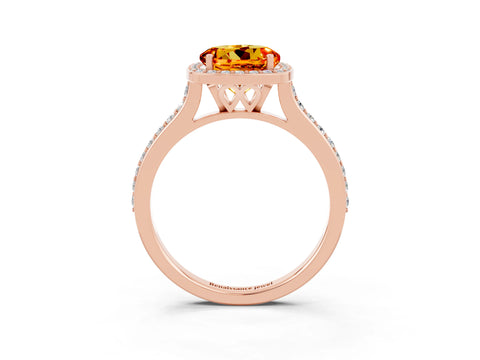 Rose gold Round Cut Halo Round Diamond Pavé Band with Four-Prong Setting_3