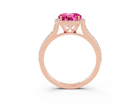 Rose gold Round Cut Halo Round Diamond Pavé Band with Four-Prong Setting_3