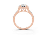 Rose gold Round Cut Halo Round Diamond Pavé Band with Four-Prong Setting_3