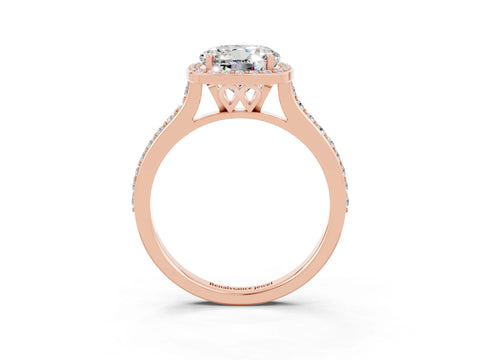 Rose gold Round Cut Halo Round Diamond Pavé Band with Four-Prong Setting_3