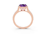 Rose gold Round Cut Halo Round Diamond Pavé Band with Four-Prong Setting_3