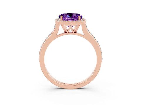 Rose gold Round Cut Halo Round Diamond Pavé Band with Four-Prong Setting_3