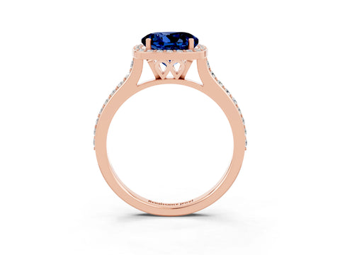 Rose gold Round Cut Halo Round Diamond Pavé Band with Four-Prong Setting_3