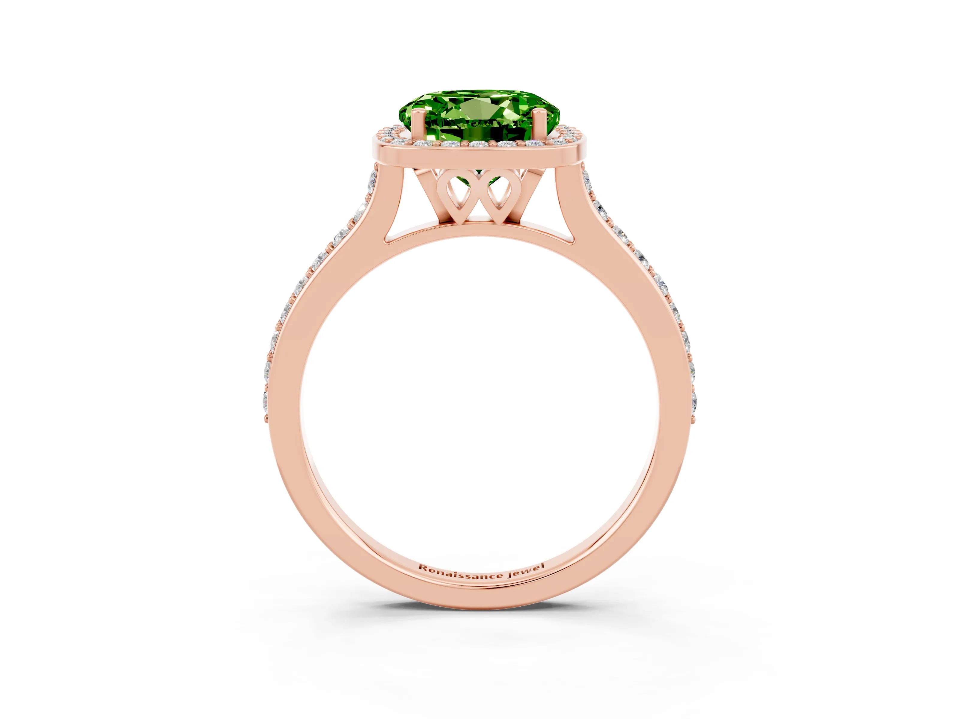 Rose gold Round Cut Halo Round Diamond Pavé Band with Four-Prong Setting_3