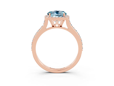 Rose gold Round Cut Halo Round Diamond Pavé Band with Four-Prong Setting_3