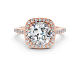 Rose gold Round Cut Halo Round Diamond Pavé Band with Four-Prong Setting