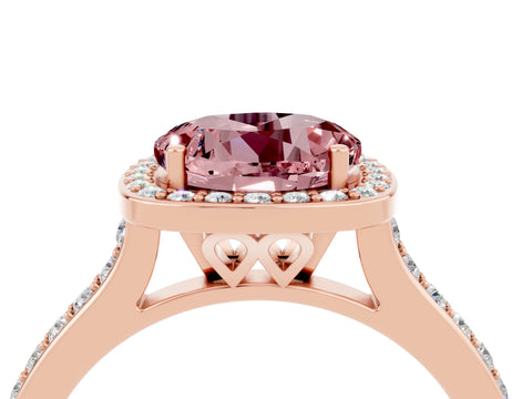 Rose gold Round Cut Halo Round Diamond Pavé Band with Four-Prong Setting_4