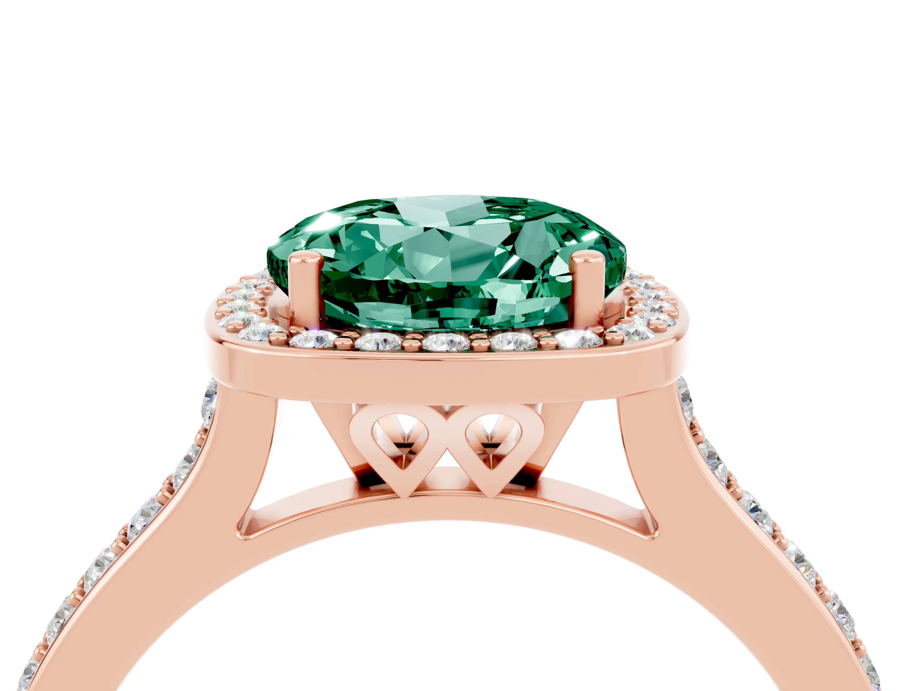Rose gold Round Cut Halo Round Diamond Pavé Band with Four-Prong Setting_4