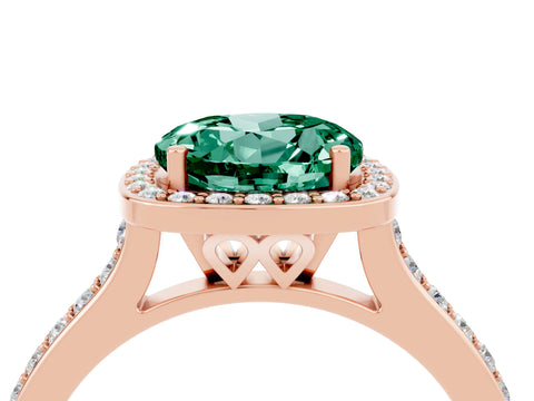 Rose gold Round Cut Halo Round Diamond Pavé Band with Four-Prong Setting_4