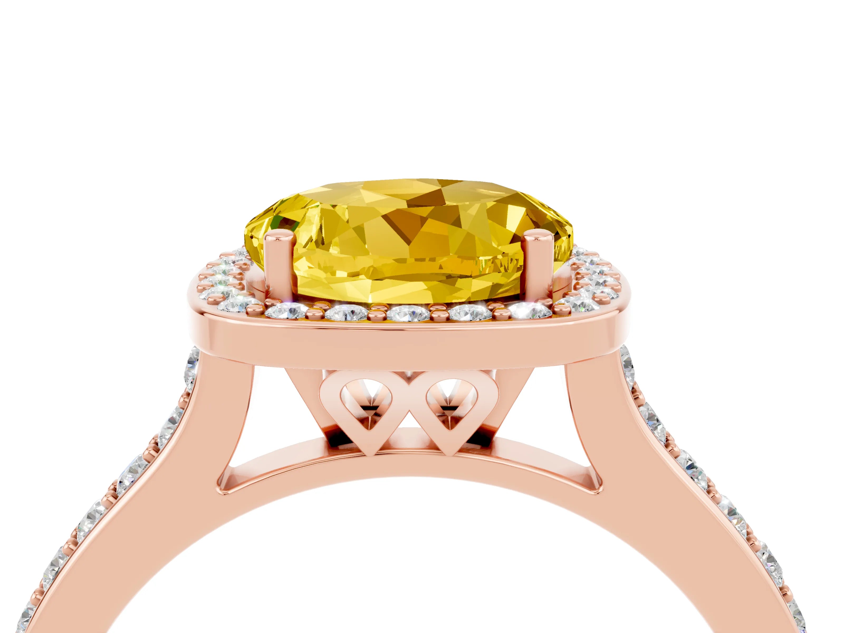 Rose gold Round Cut Halo Round Diamond Pavé Band with Four-Prong Setting_4