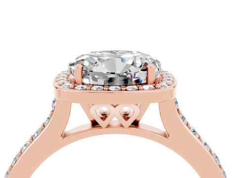 Rose gold Round Cut Halo Round Diamond Pavé Band with Four-Prong Setting_4