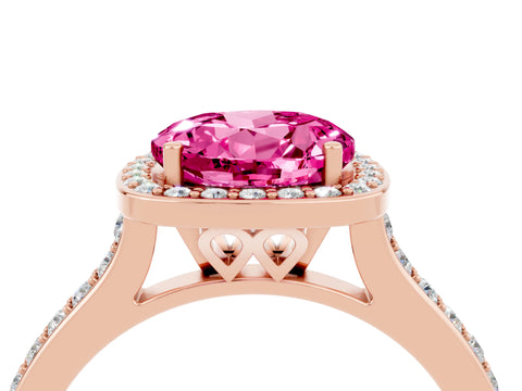 Rose gold Round Cut Halo Round Diamond Pavé Band with Four-Prong Setting_4
