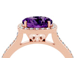 Rose gold Round Cut Halo Round Diamond Pavé Band with Four-Prong Setting_4