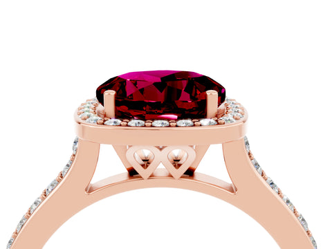 Rose gold Round Cut Halo Round Diamond Pavé Band with Four-Prong Setting_4