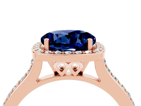 Rose gold Round Cut Halo Round Diamond Pavé Band with Four-Prong Setting_4