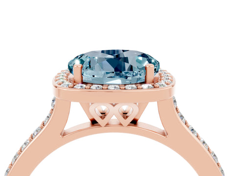 Rose gold Round Cut Halo Round Diamond Pavé Band with Four-Prong Setting_4