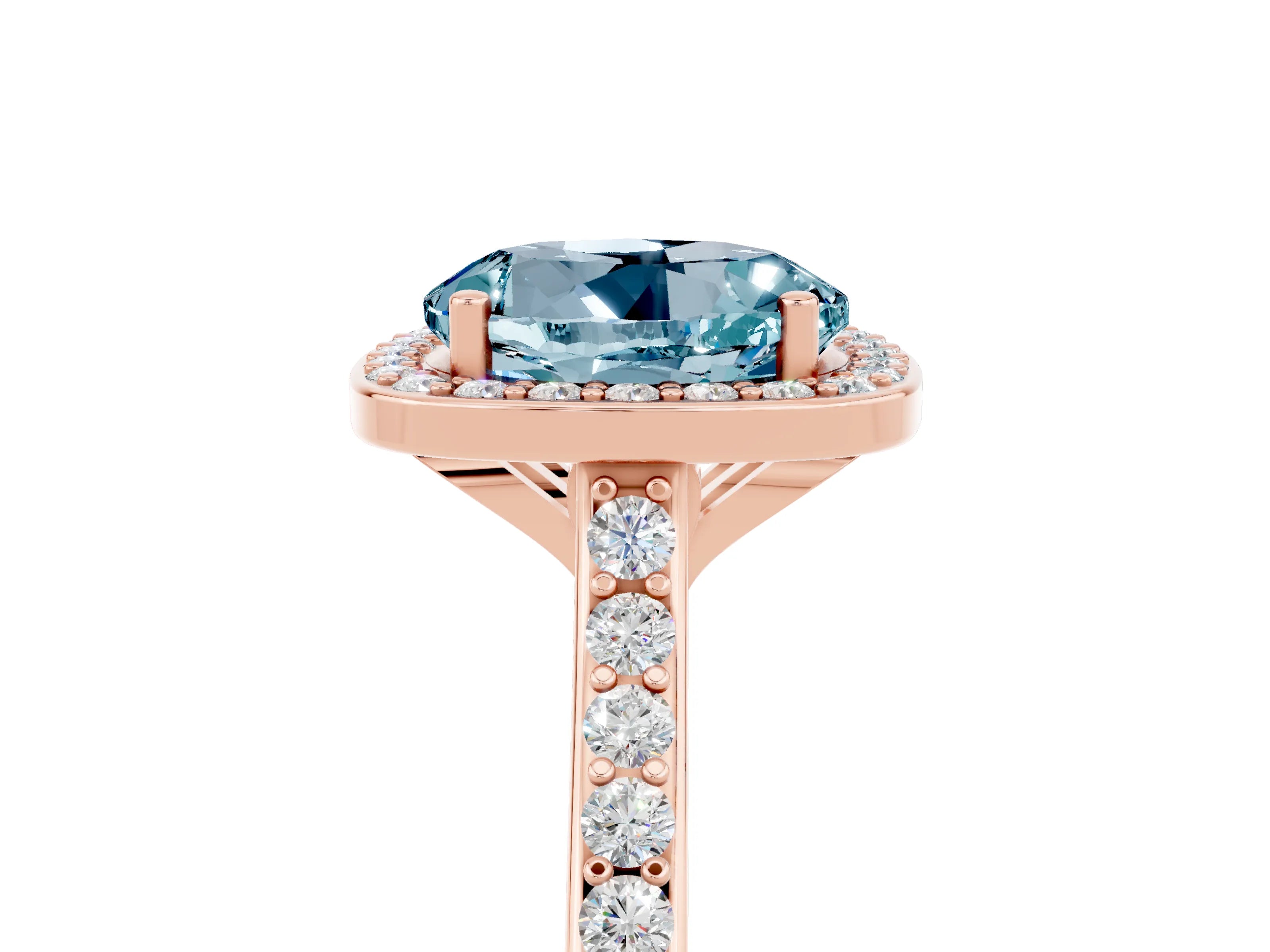 Rose gold Round Cut Halo Round Diamond Pavé Band with Four-Prong Setting_5