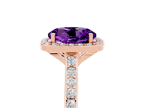 Rose gold Round Cut Halo Round Diamond Pavé Band with Four-Prong Setting_5