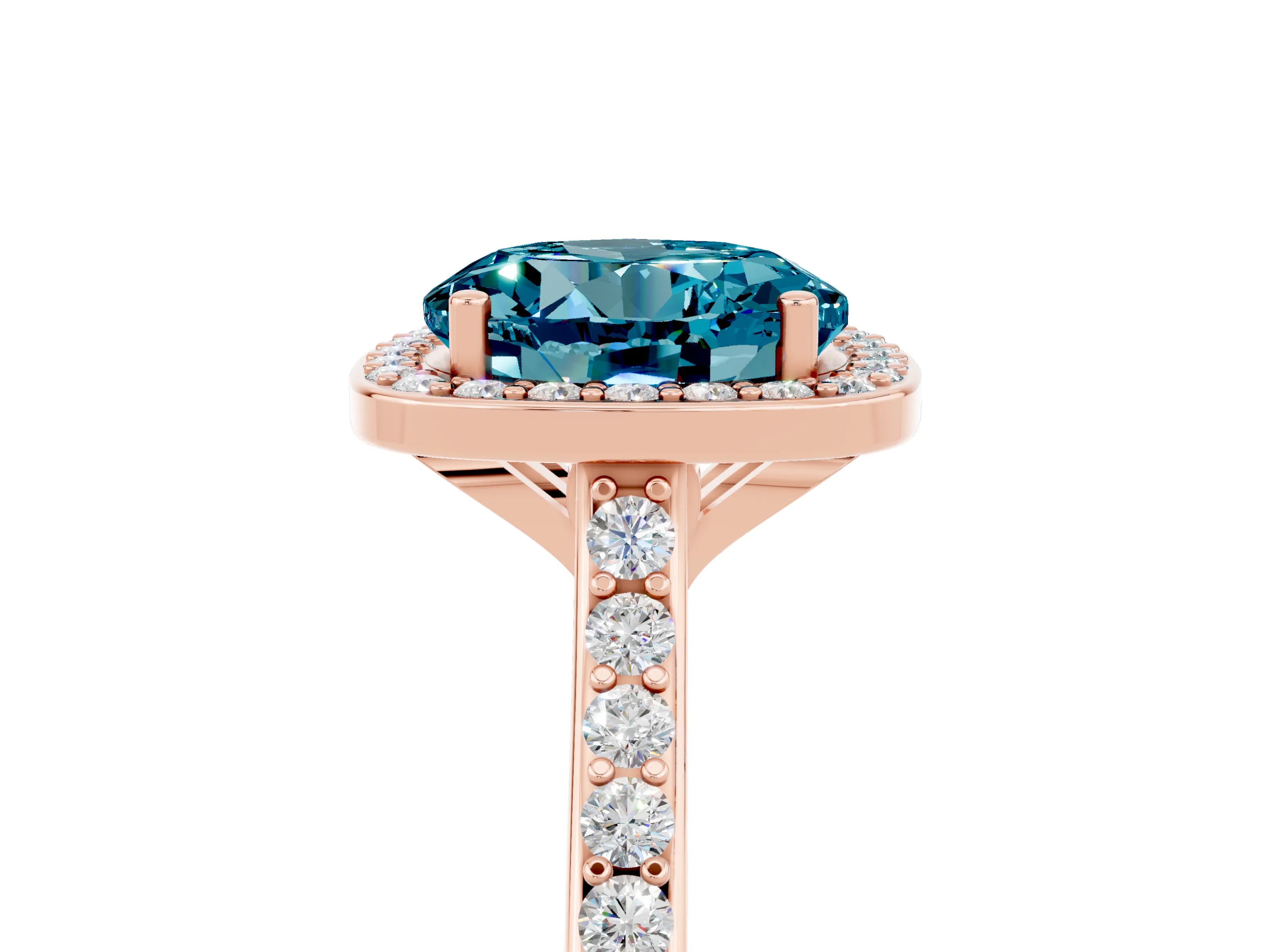 Rose gold Round Cut Halo Round Diamond Pavé Band with Four-Prong Setting_5