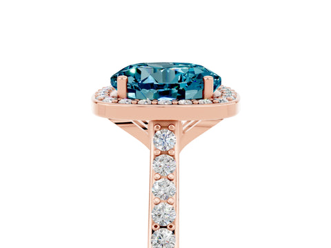 Rose gold Round Cut Halo Round Diamond Pavé Band with Four-Prong Setting_5