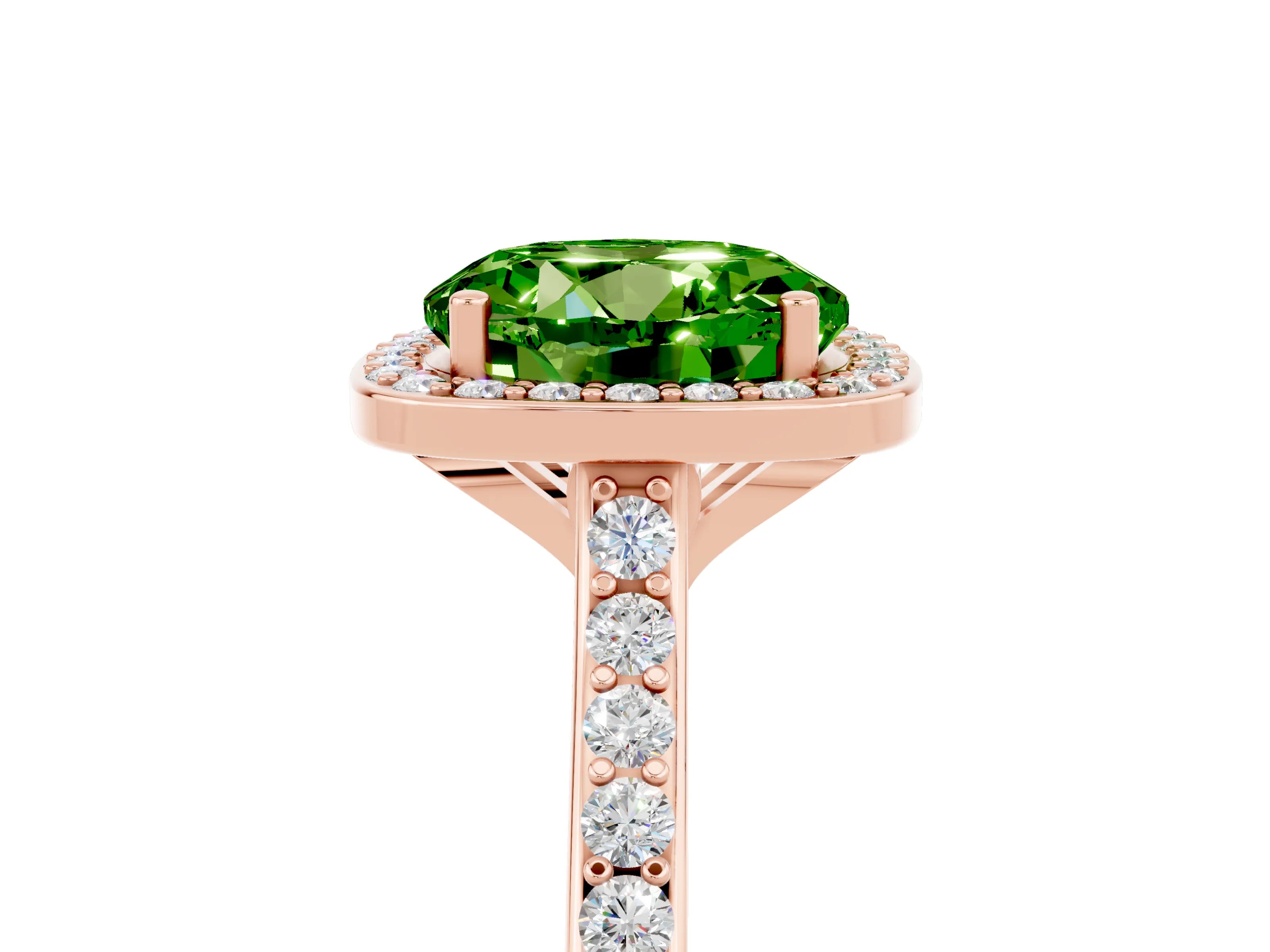 Rose gold Round Cut Halo Round Diamond Pavé Band with Four-Prong Setting_5