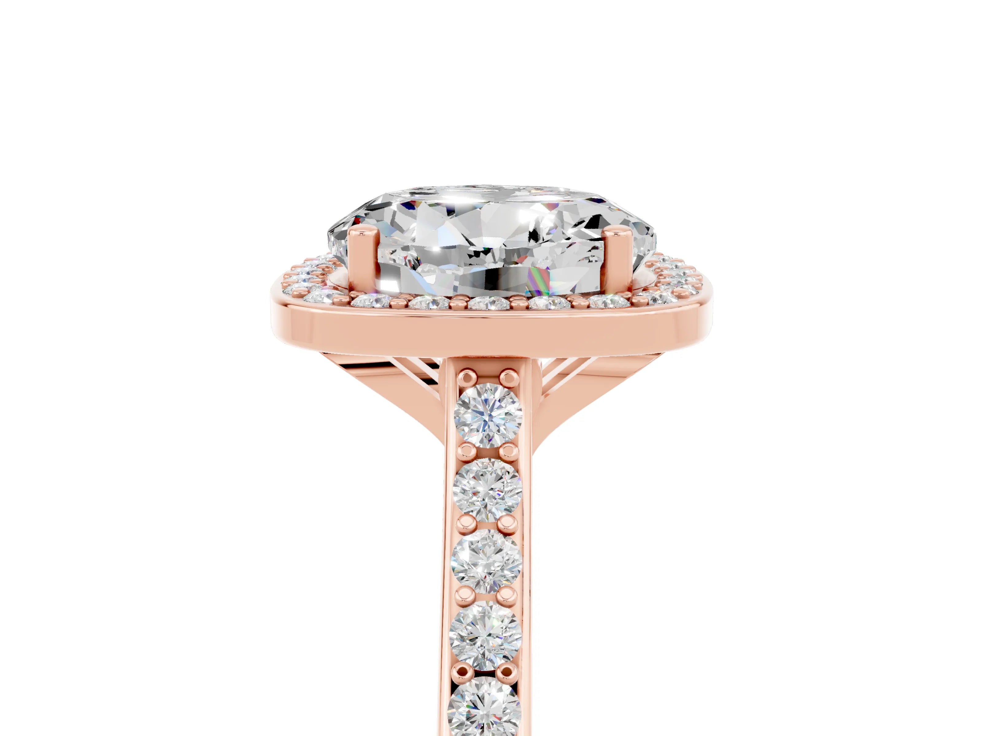 Rose gold Round Cut Halo Round Diamond Pavé Band with Four-Prong Setting_5