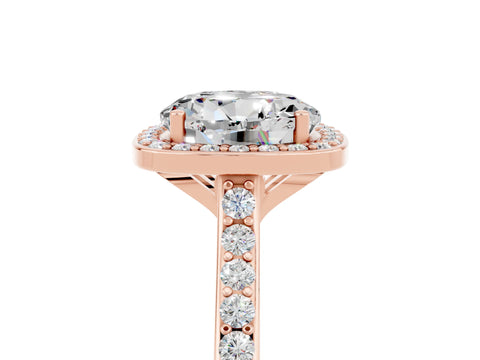 Rose gold Round Cut Halo Round Diamond Pavé Band with Four-Prong Setting_5