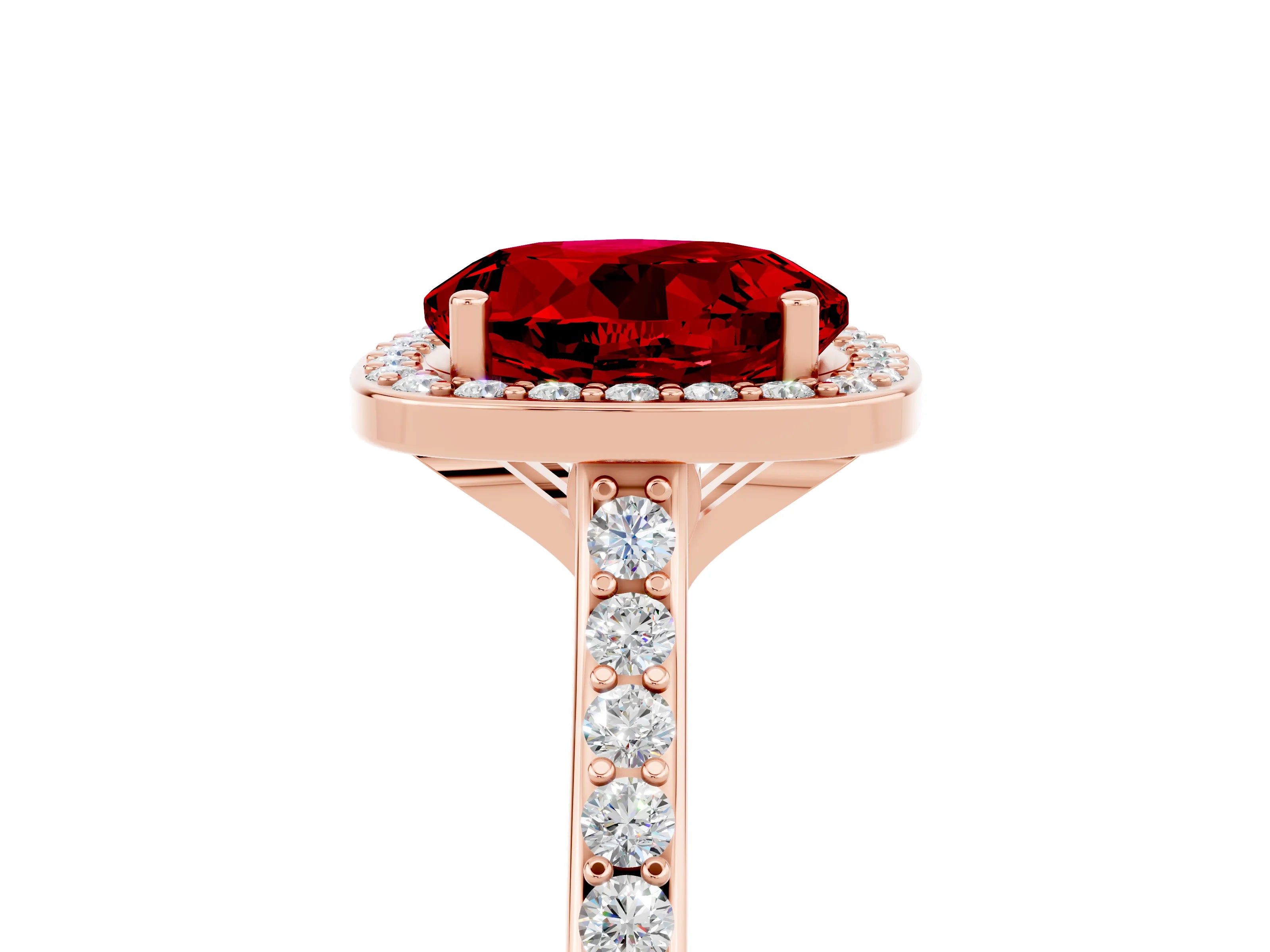 Rose gold Round Cut Halo Round Diamond Pavé Band with Four-Prong Setting_5