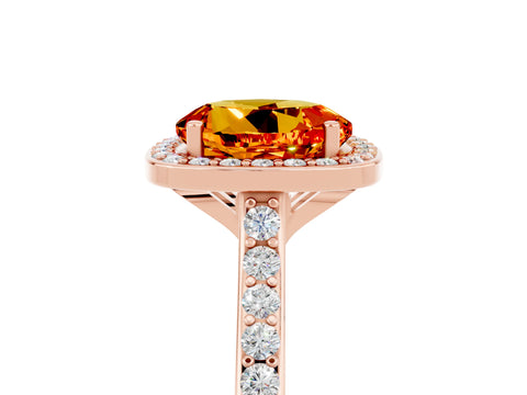 Rose gold Round Cut Halo Round Diamond Pavé Band with Four-Prong Setting_5