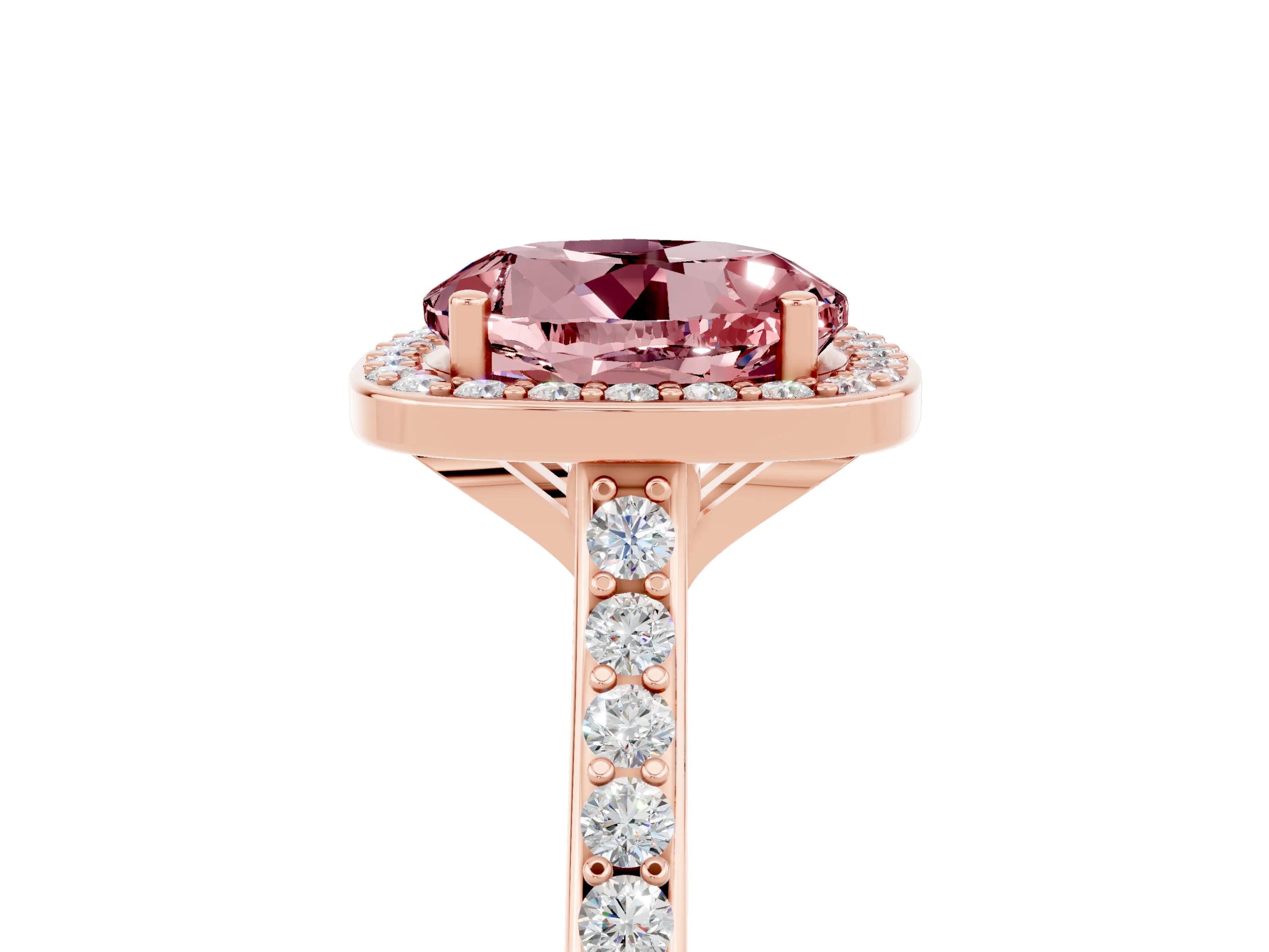 Rose gold Round Cut Halo Round Diamond Pavé Band with Four-Prong Setting_5