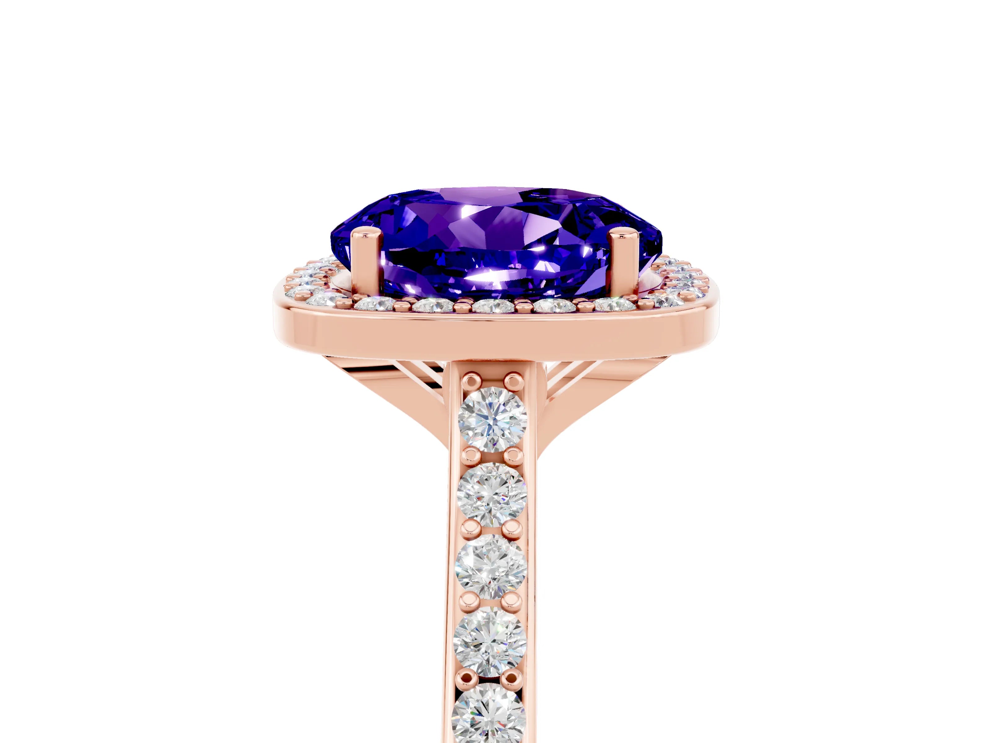 Rose gold Round Cut Halo Round Diamond Pavé Band with Four-Prong Setting_5