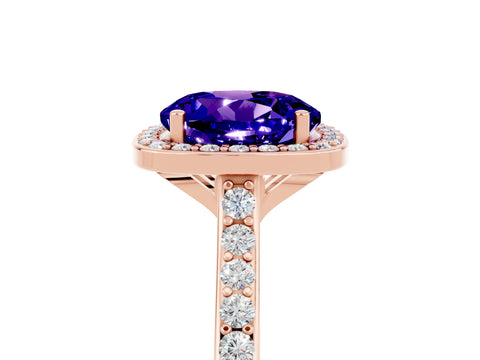 Rose gold Round Cut Halo Round Diamond Pavé Band with Four-Prong Setting_5