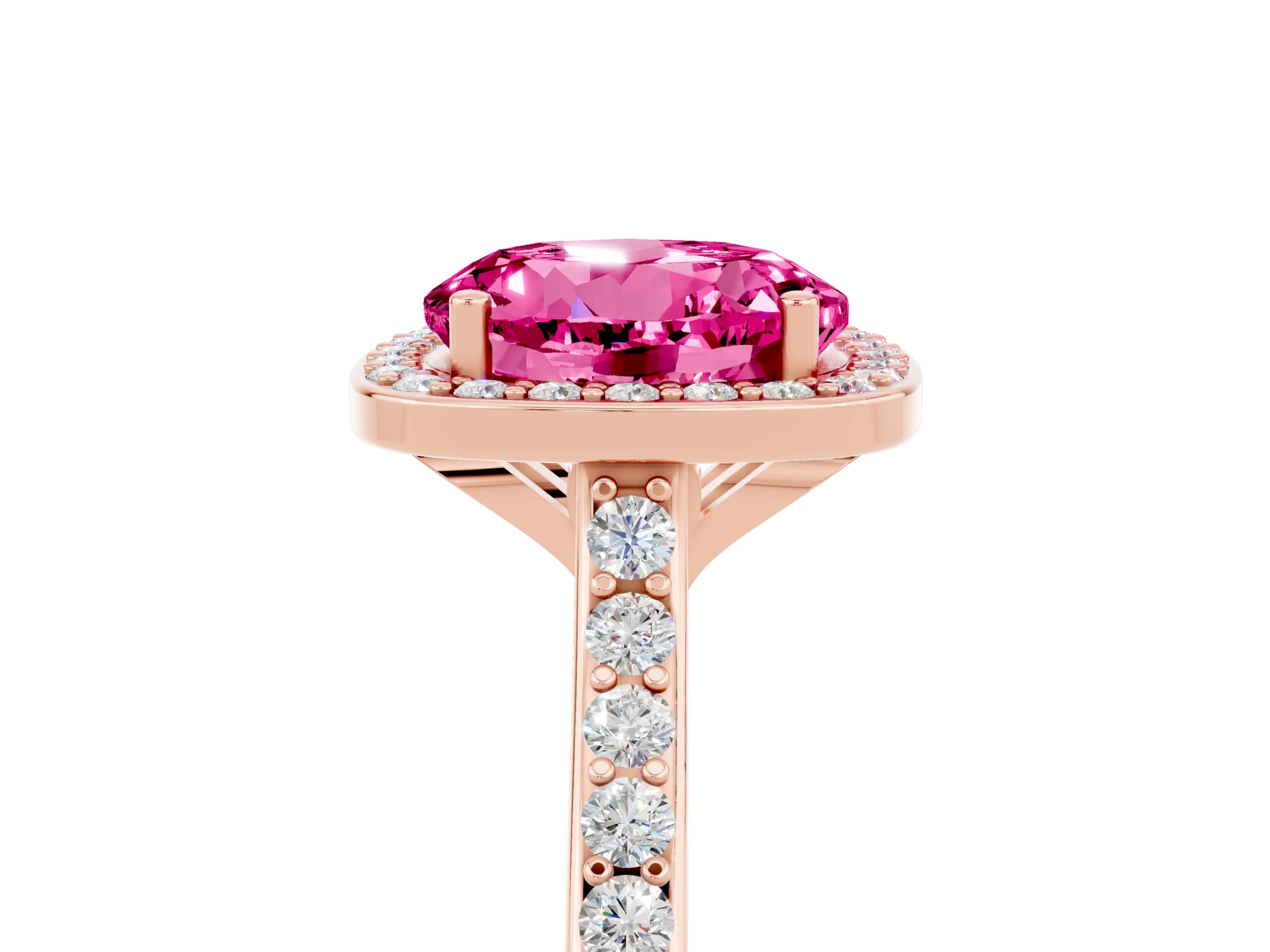Rose gold Round Cut Halo Round Diamond Pavé Band with Four-Prong Setting_5
