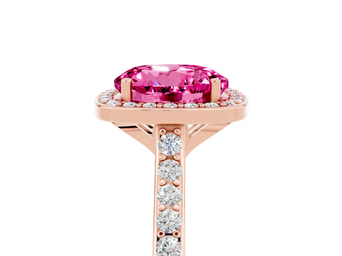 Rose gold Round Cut Halo Round Diamond Pavé Band with Four-Prong Setting_5