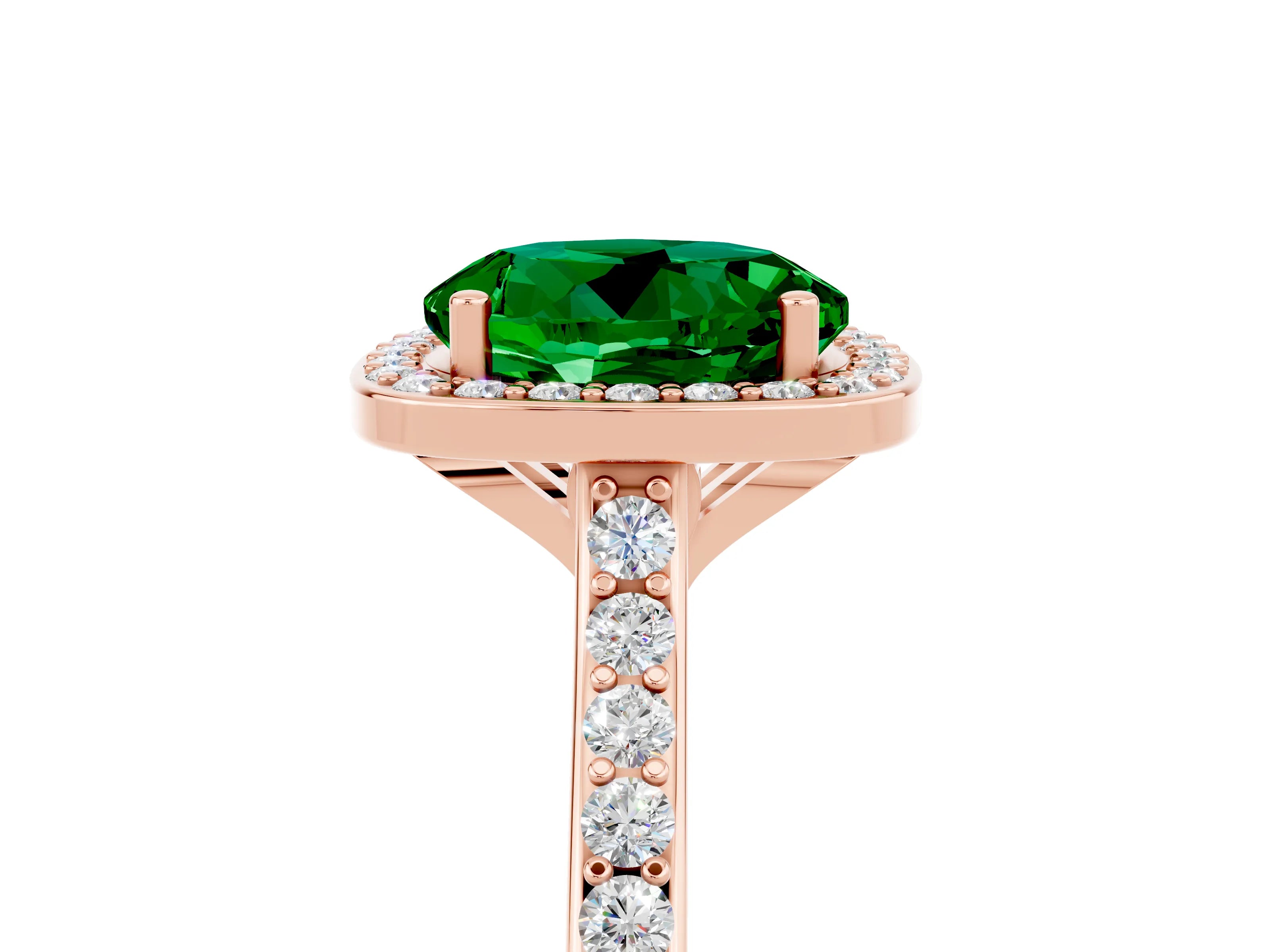 Rose gold Round Cut Halo Round Diamond Pavé Band with Four-Prong Setting_5