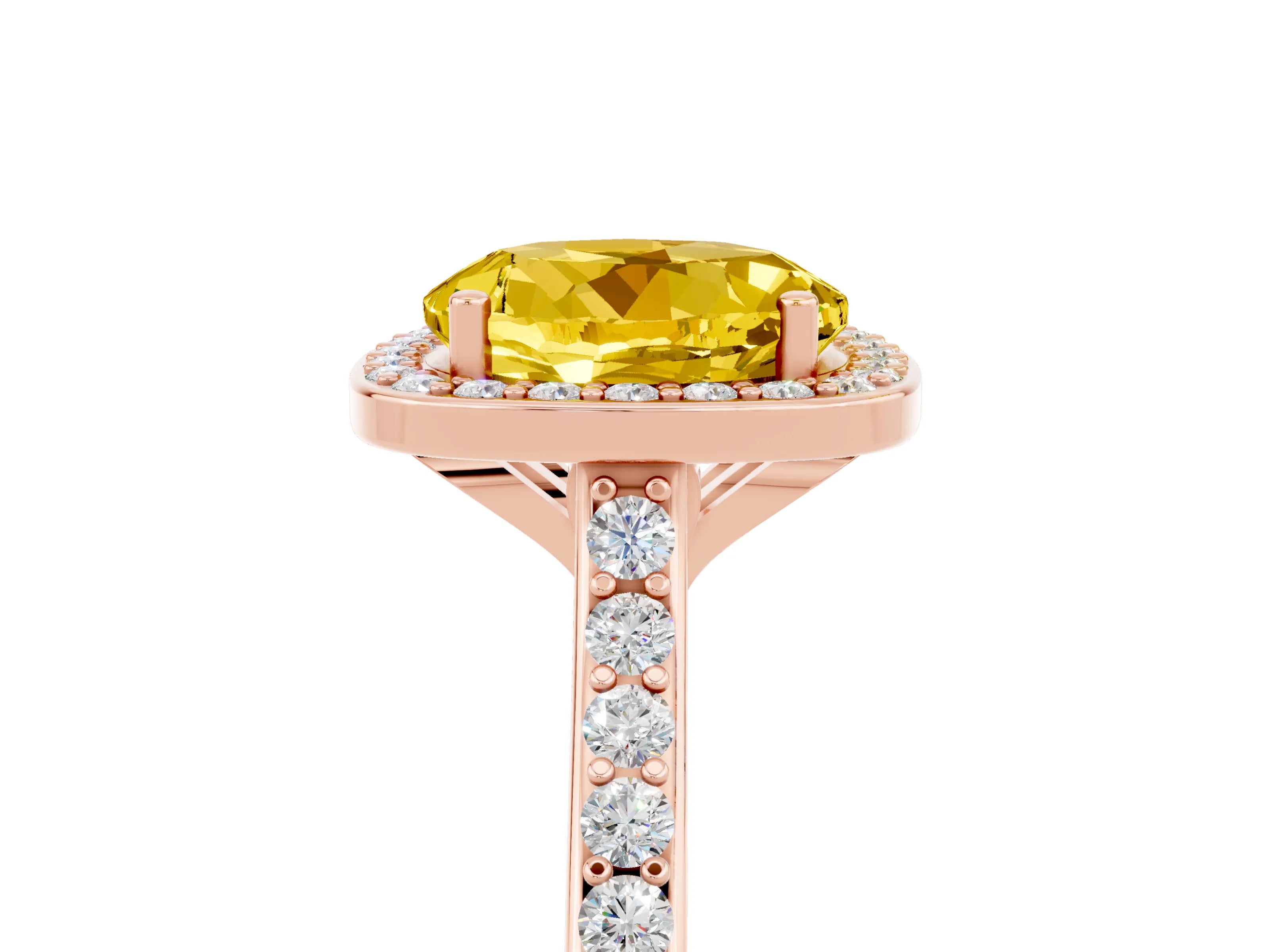 Rose gold Round Cut Halo Round Diamond Pavé Band with Four-Prong Setting_5