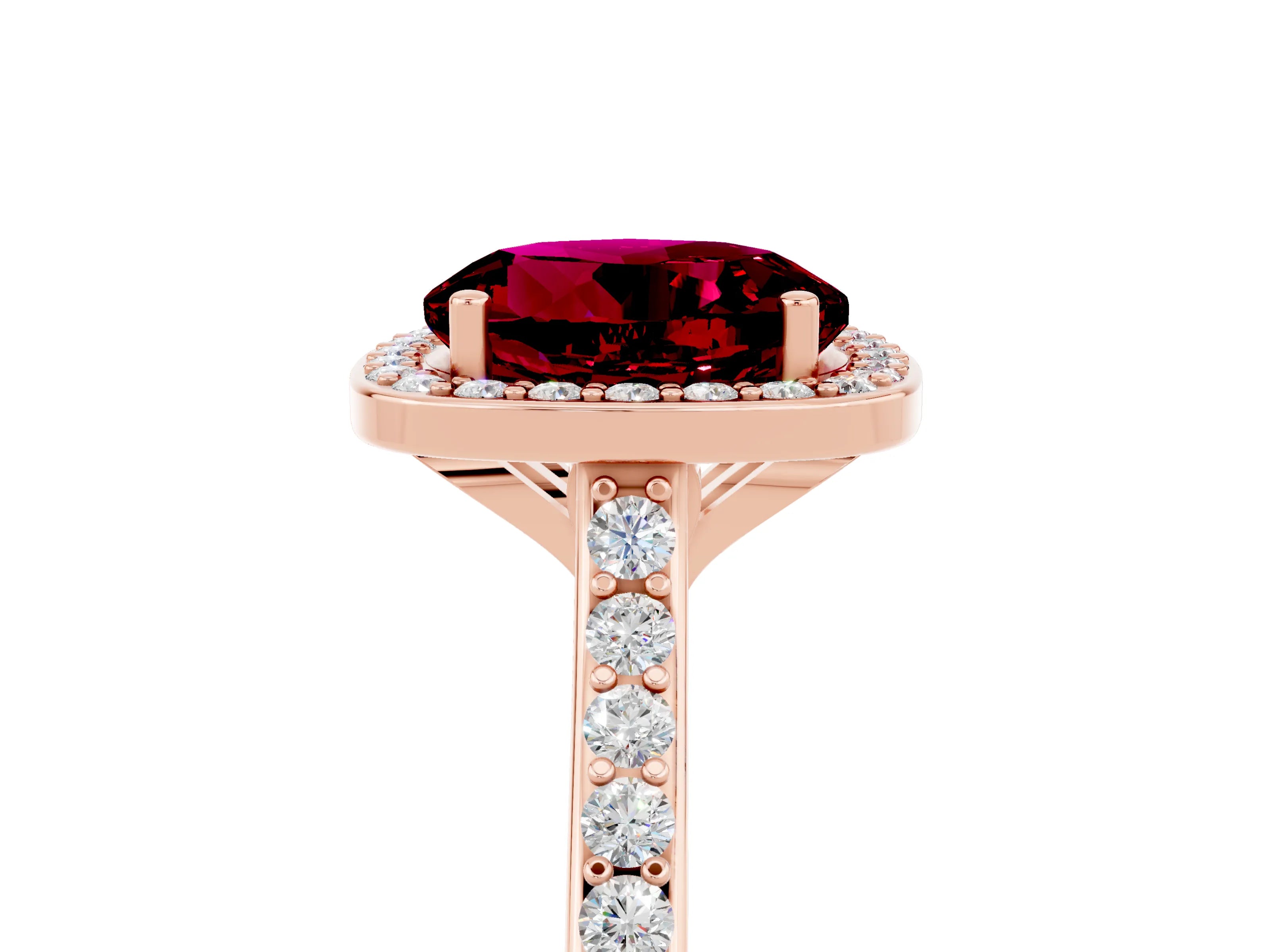 Rose gold Round Cut Halo Round Diamond Pavé Band with Four-Prong Setting_5