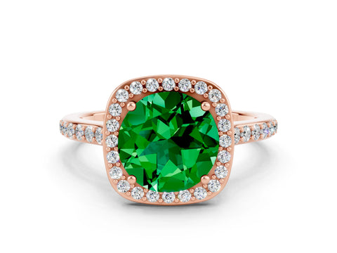 Rose gold Round Cut Halo Round Diamond Pavé Band with Four-Prong Setting