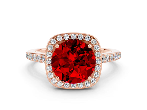 Rose gold Round Cut Halo Round Diamond Pavé Band with Four-Prong Setting