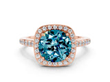Rose gold Round Cut Halo Round Diamond Pavé Band with Four-Prong Setting