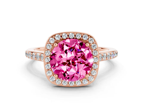 Rose gold Round Cut Halo Round Diamond Pavé Band with Four-Prong Setting
