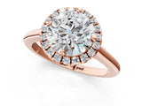 Rose gold Round Cut Halo Round Diamond Solitaire Engagement Ring with Pave Band and Four-Prong Setting_20
