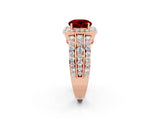 Rose gold Round Cut Halo Ruby Ring with Split Shank and Four-Prong Setting_2