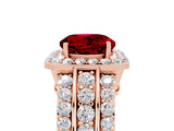 Rose gold Round Cut Halo Ruby Ring with Split Shank and Four-Prong Setting_5