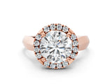 Rose gold Round Cut Halo Solitaire Engagement Ring with Square Band and Four-Prong Setting_66